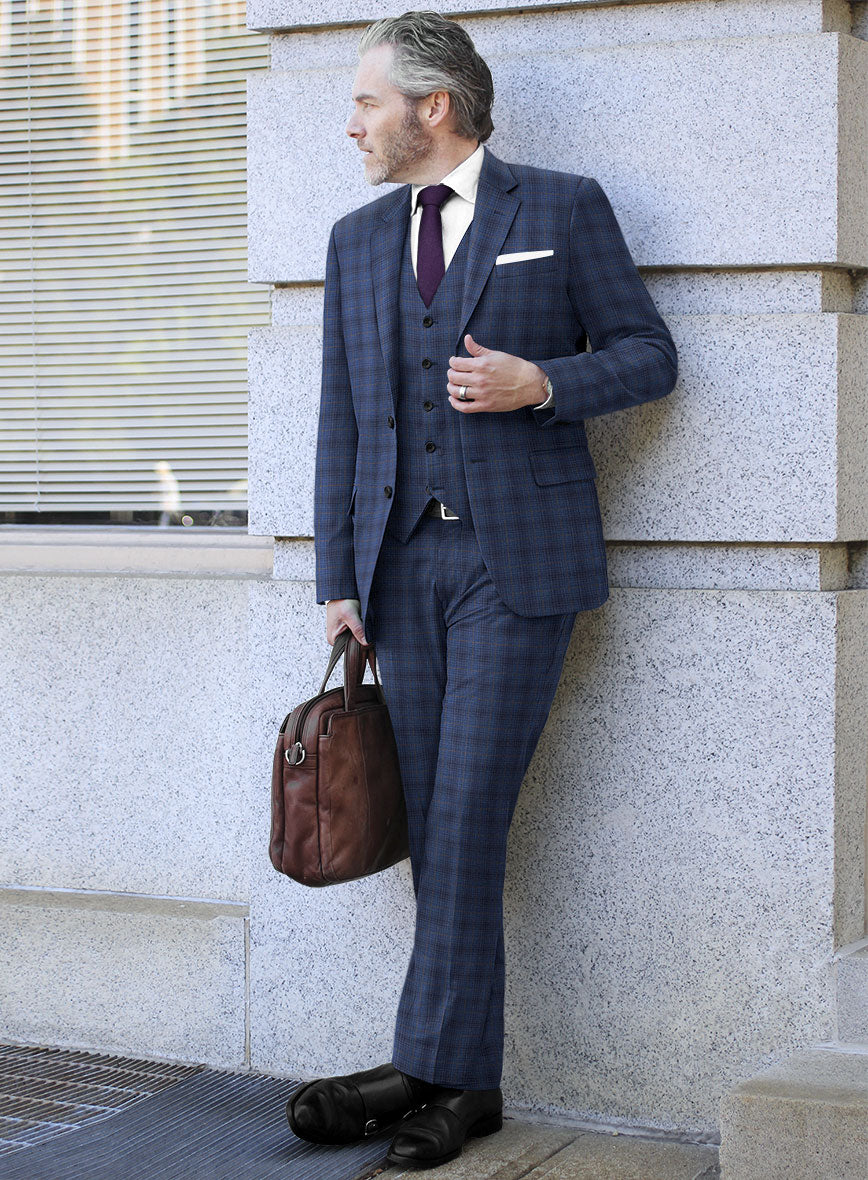 Reda Casal Blue Checks Wool Suit - StudioSuits