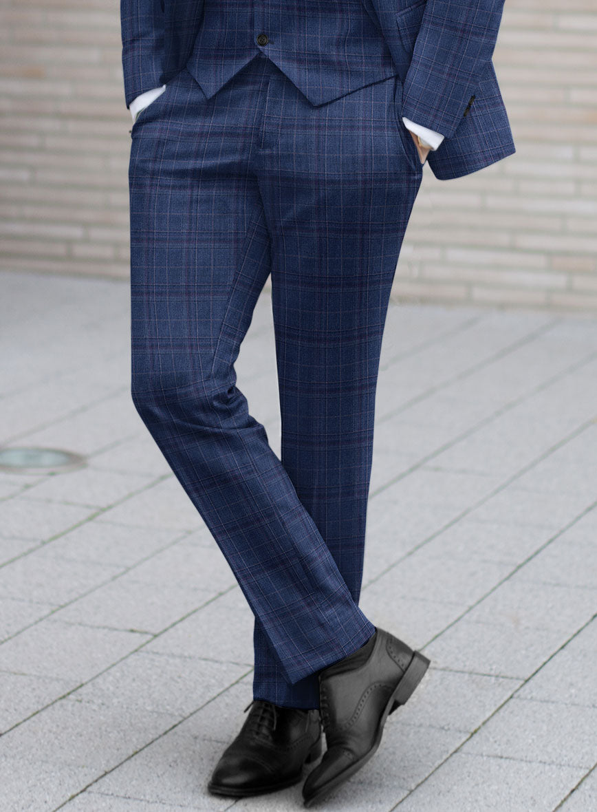 Reda Cerulean Blue Checks Wool Suit - StudioSuits