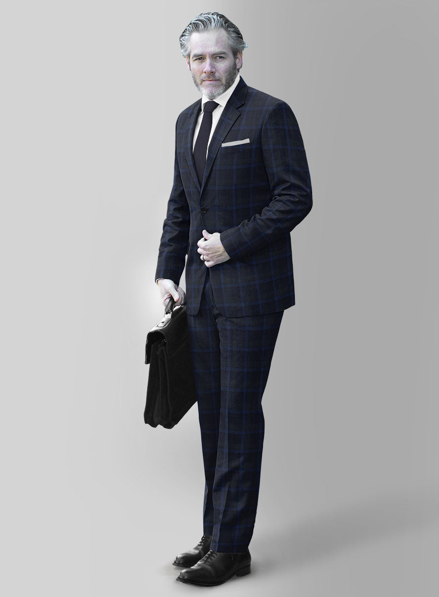 Reda Diesel Blue Checks Wool Suit - StudioSuits