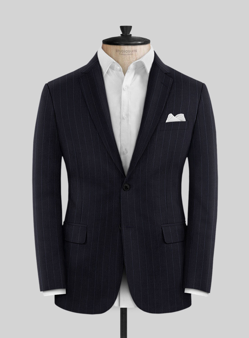 Reda Flexo Dark Blue Stripe Wool Jacket - StudioSuits