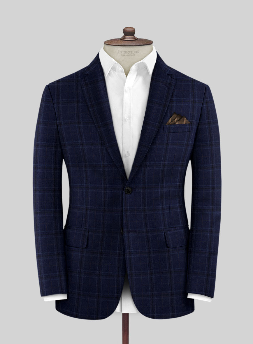 Reda Gulf Blue Checks Wool Suit - StudioSuits