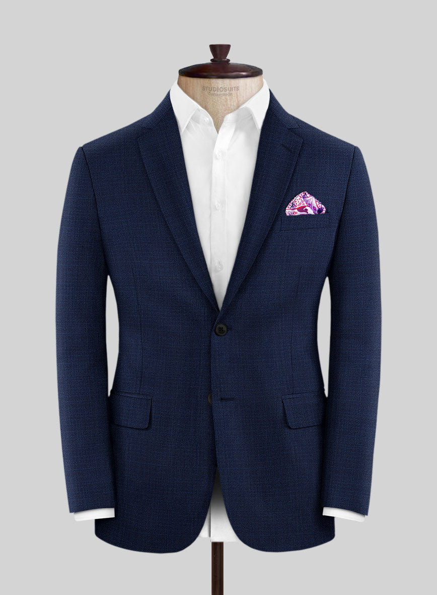 Reda Hopsack Blue Wool Jacket - StudioSuits