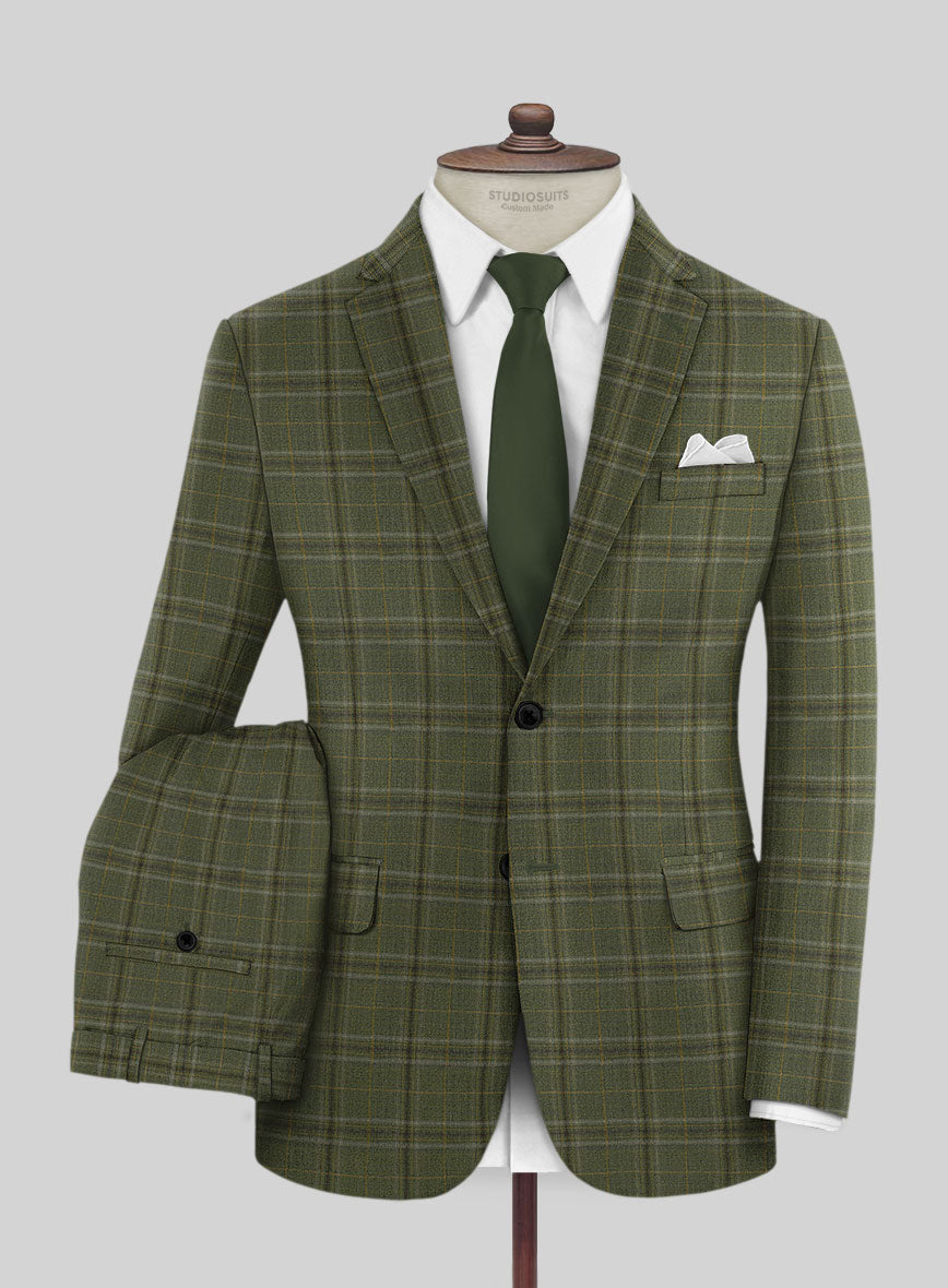 Reda Juniper Green Checks Wool Suit - StudioSuits