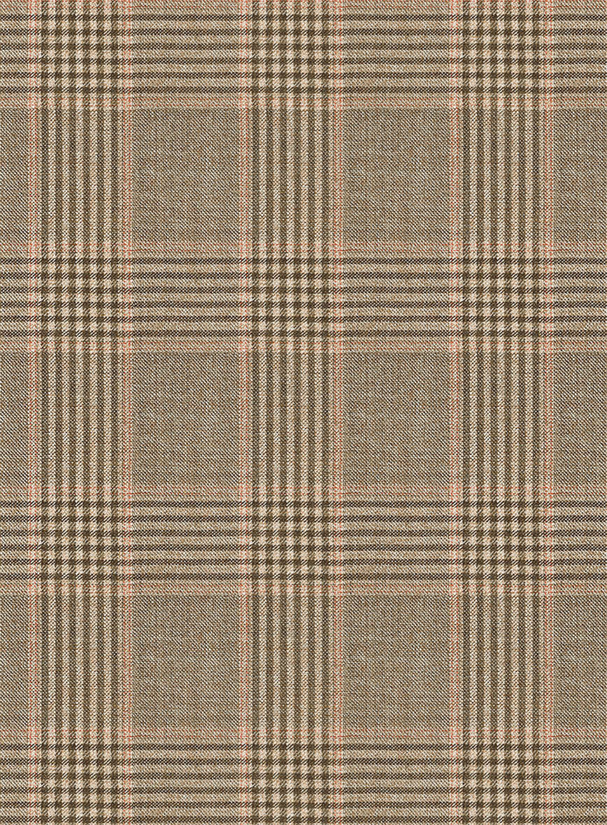 Reda Pale Brown Checks Wool Suit - StudioSuits