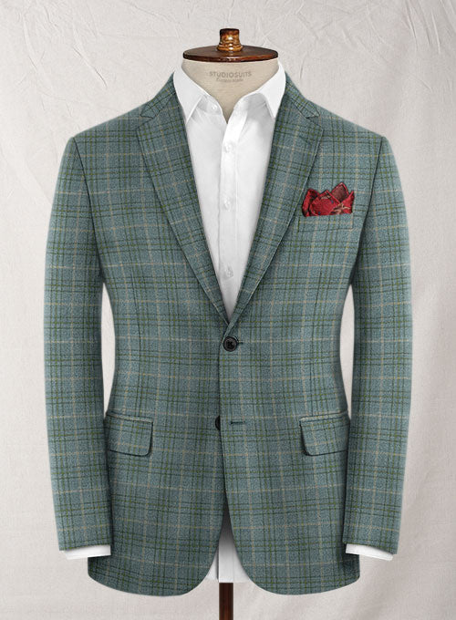 Reda Sage Green Checks Wool Jacket – StudioSuits