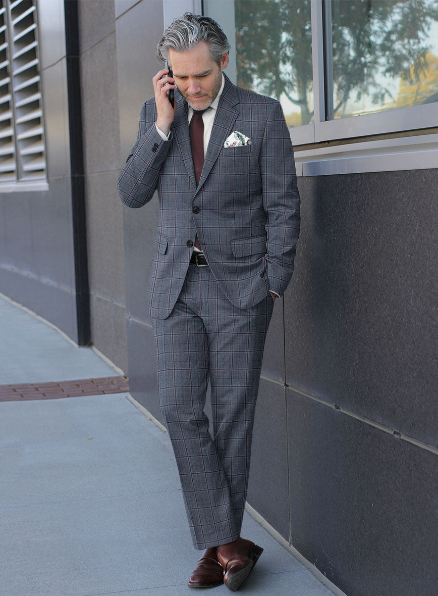 Reda Tropical Blue Checks Wool Suit - StudioSuits