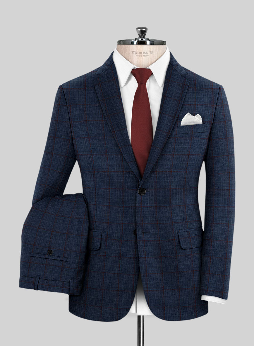 Reda Zodiac Blue Checks Wool Suit - StudioSuits