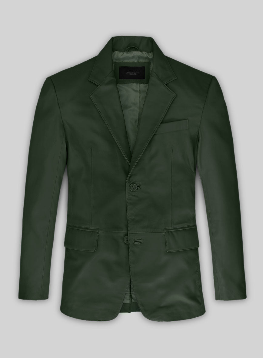 Soft Deep Olive Leather Blazer – StudioSuits