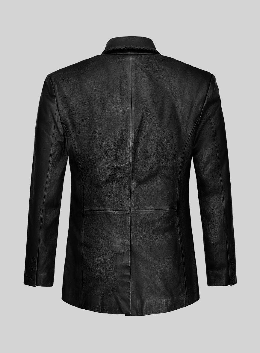 Thick Goat Black washed & Wax Medieval Leather Blazer