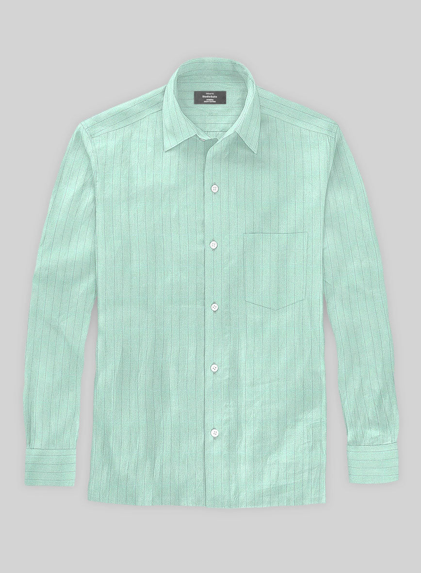 Tiffany Blue Stripe Linen Shirt - StudioSuits