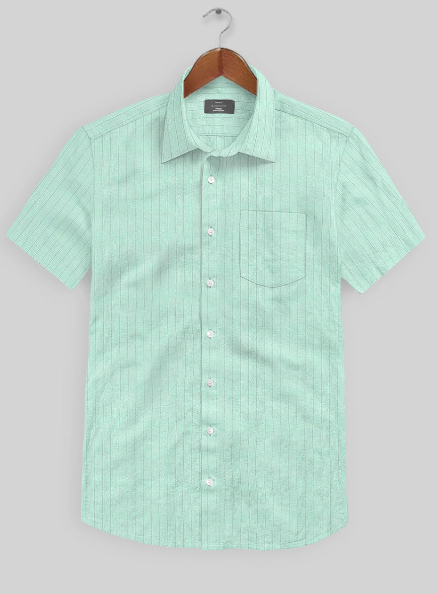 Tiffany Blue Stripe Linen Shirt - StudioSuits