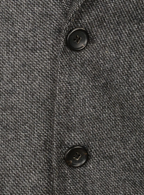 Vintage Dark Gray Weave Tweed Jacket - StudioSuits