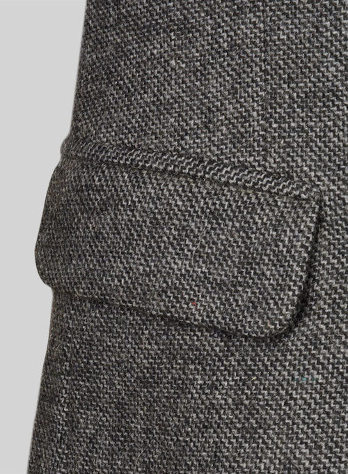 Vintage Dark Gray Weave Tweed Jacket - StudioSuits