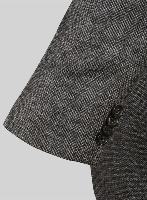 Vintage Dark Gray Weave Tweed Jacket - StudioSuits