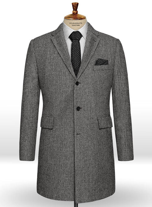 Vintage Gray Macro Weave Tweed Overcoat – StudioSuits