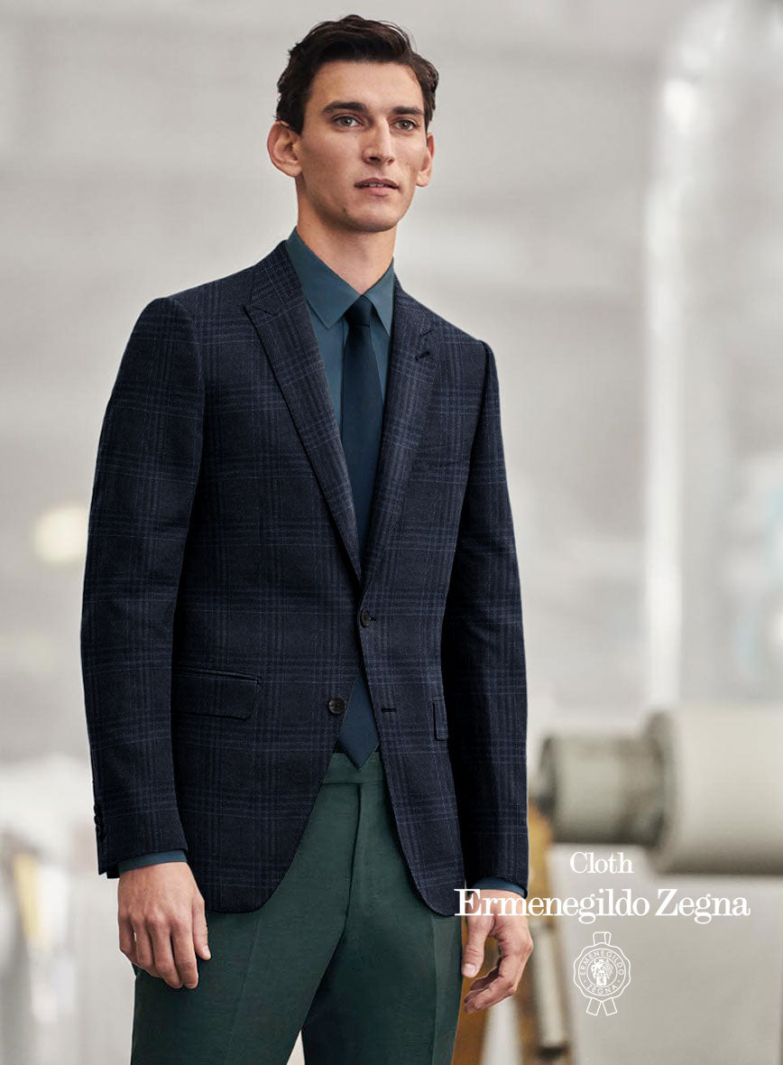 Lanificio Zegna Trofeo Blue Checks Cashmere Jacket - StudioSuits