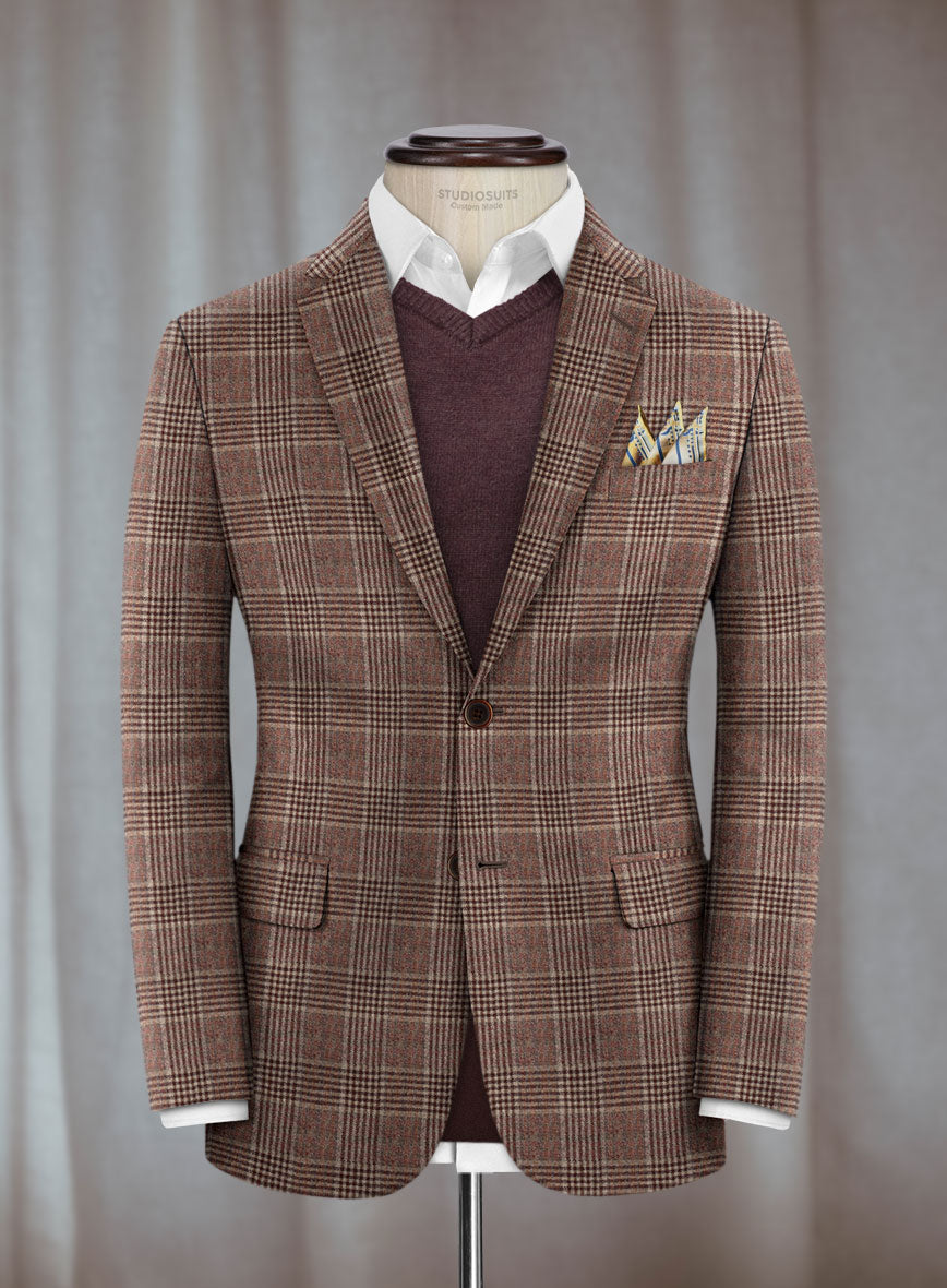 Lanificio Zegna Trofeo Brown Glen Cashmere Jacket - StudioSuits