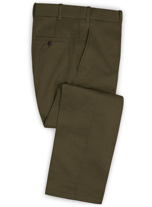 Dark Olive Stretch Chino Pants : StudioSuits: Made To Measure Custom ...